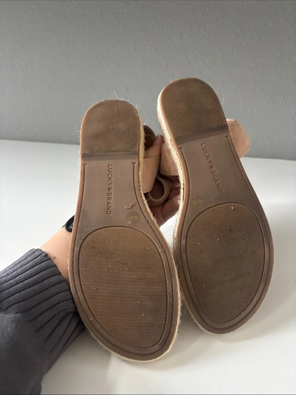 Lucky Brand Beige/Tan Espadrille Ankle Strap Sandals
